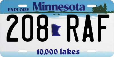 MN license plate 208RAF