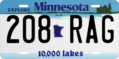 MN license plate 208RAG