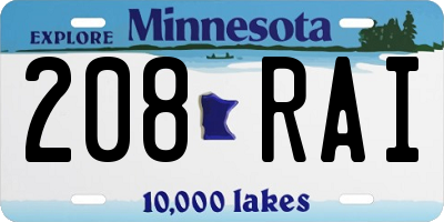 MN license plate 208RAI