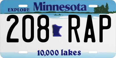 MN license plate 208RAP