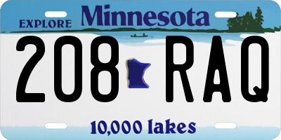 MN license plate 208RAQ