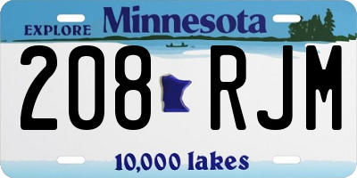MN license plate 208RJM