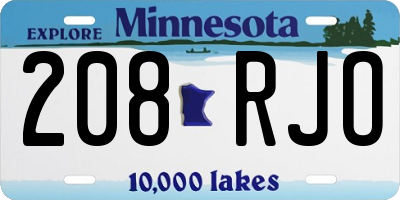 MN license plate 208RJO