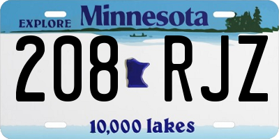 MN license plate 208RJZ
