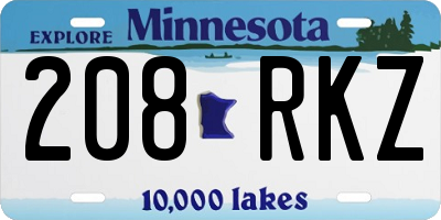 MN license plate 208RKZ