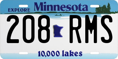 MN license plate 208RMS
