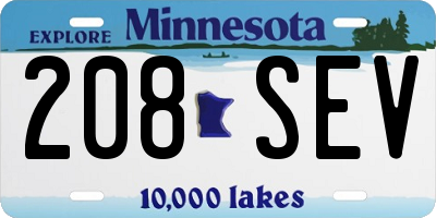 MN license plate 208SEV