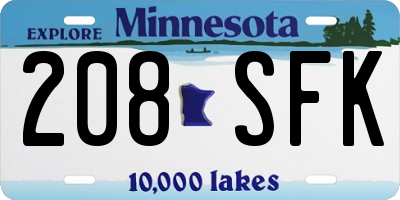 MN license plate 208SFK