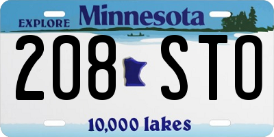 MN license plate 208STO