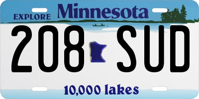 MN license plate 208SUD