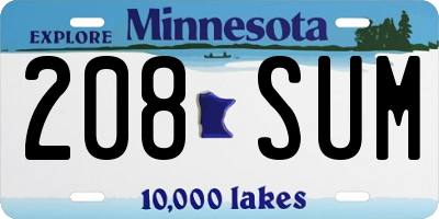 MN license plate 208SUM