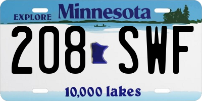 MN license plate 208SWF