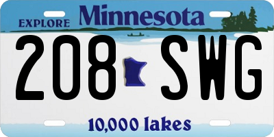 MN license plate 208SWG