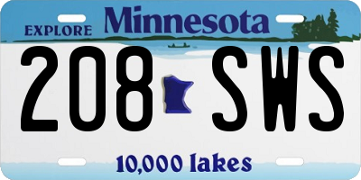 MN license plate 208SWS