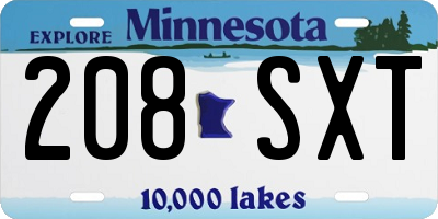 MN license plate 208SXT
