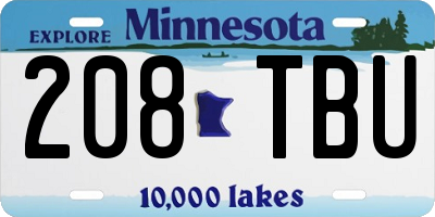 MN license plate 208TBU