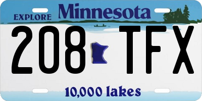 MN license plate 208TFX