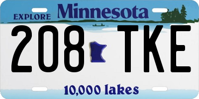 MN license plate 208TKE