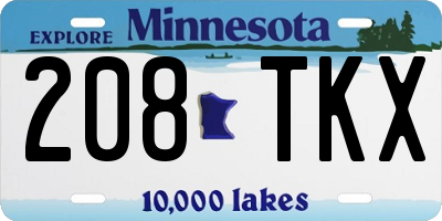MN license plate 208TKX