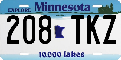 MN license plate 208TKZ