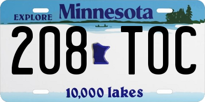 MN license plate 208TOC