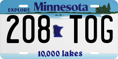 MN license plate 208TOG
