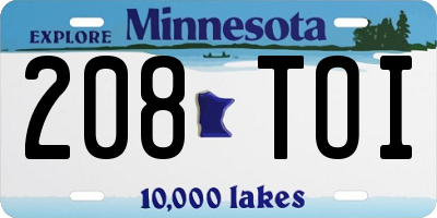 MN license plate 208TOI