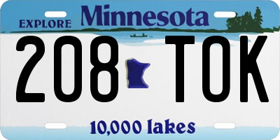 MN license plate 208TOK