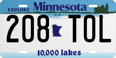 MN license plate 208TOL