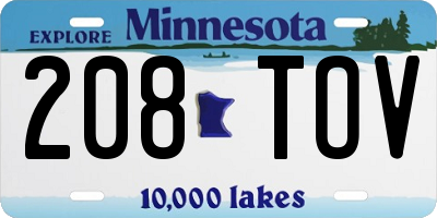 MN license plate 208TOV