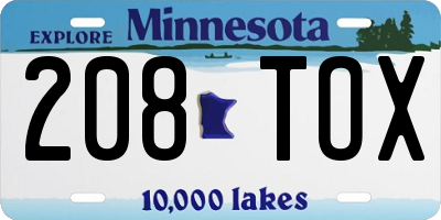 MN license plate 208TOX