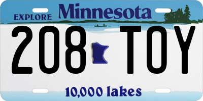 MN license plate 208TOY