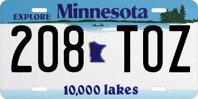MN license plate 208TOZ