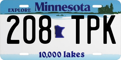 MN license plate 208TPK
