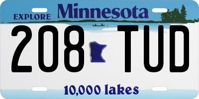 MN license plate 208TUD