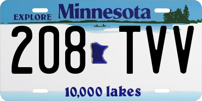 MN license plate 208TVV