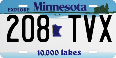 MN license plate 208TVX