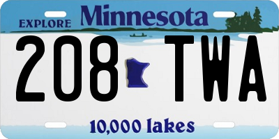 MN license plate 208TWA