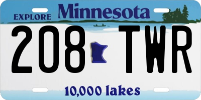 MN license plate 208TWR