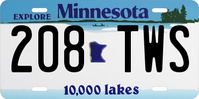 MN license plate 208TWS