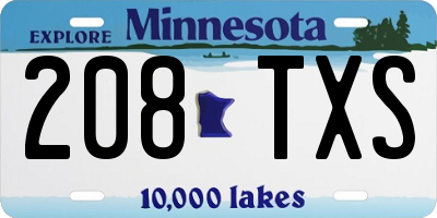 MN license plate 208TXS
