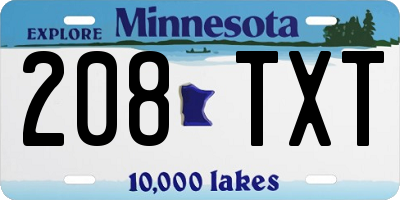 MN license plate 208TXT