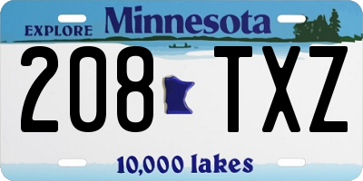 MN license plate 208TXZ