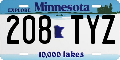 MN license plate 208TYZ