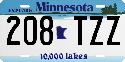 MN license plate 208TZZ
