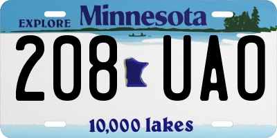 MN license plate 208UAO