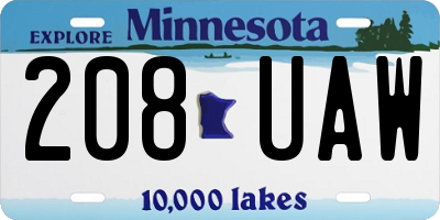 MN license plate 208UAW