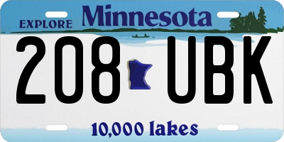 MN license plate 208UBK