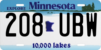 MN license plate 208UBW