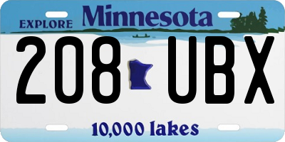 MN license plate 208UBX